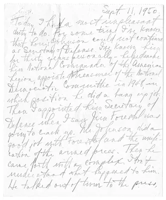 Longhand Note of President Harry S. Truman