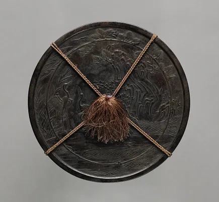 Mirror with Pair of Cranes by Pine