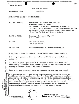 December 17 1974 - Ford, Kissinger, Bipartisan Congressional Leadership