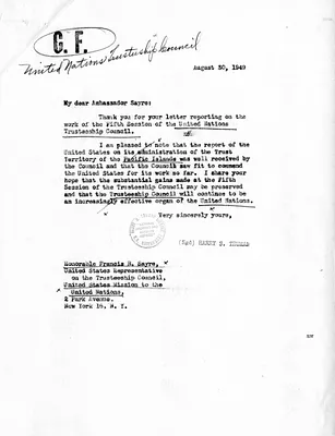 Correspondence Between President Harry S. Truman and Francis B. Sayre with Related Material