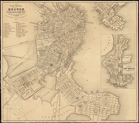 New map of Boston, comprising the whole city, with the new boundaries of the wards