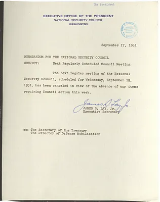 Memorandum from James S. Lay, Jr. to the National Security Council