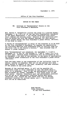 RE: Coverage of "Housewarming" Events at the Vice President's Residence [Notice to Press]