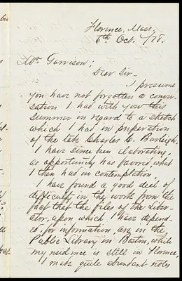 Letter from David H. Clark, Florence, Mass, to William Lloyd Garrison, 6th Oct. / [18]78