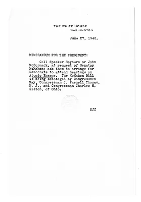 Memorandum from Matthew Connelly to President Harry S. Truman