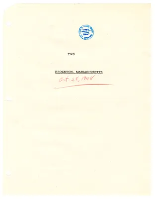 Reading Copy, Speech of President Harry S. Truman, Brockton, Massachusetts