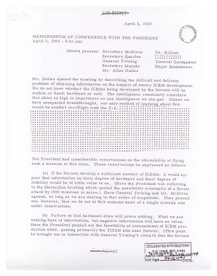Memorandum of Conference with the President Authored by John S. D. Eisenhower