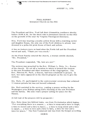 President's Visit to Immanuel Church-on-the-Hill [Pool Report]