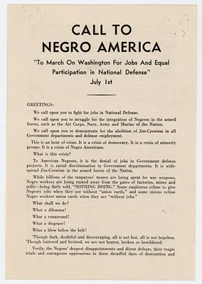 Leaflet, Call to Negro America