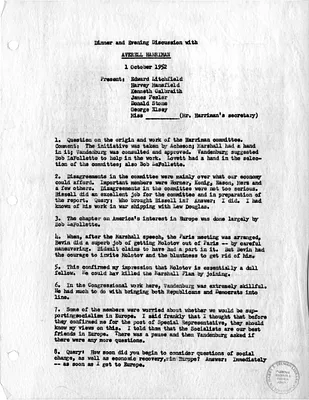 Note on Meeting with Averell Harriman