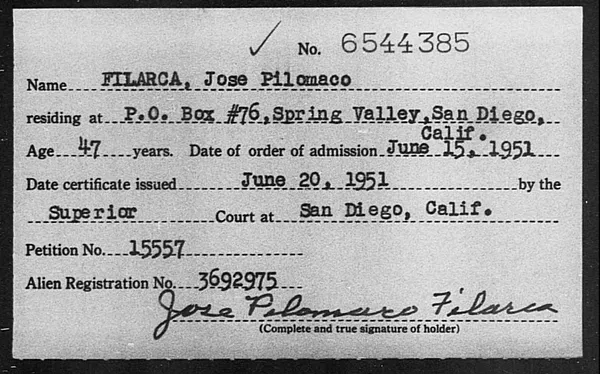 Filarca, Jose Pilomaco - 1951