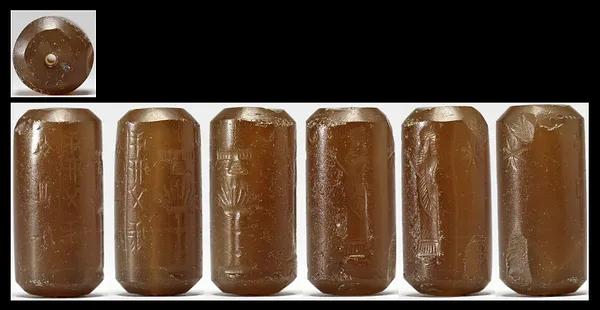 Cylinder Seal with a Worshipper and an Inscription