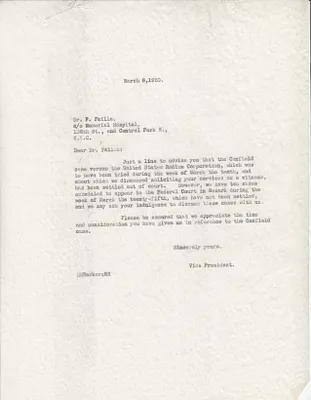 Letters Sent to F. Failla [Dr. G. Failla], March 8, 1930