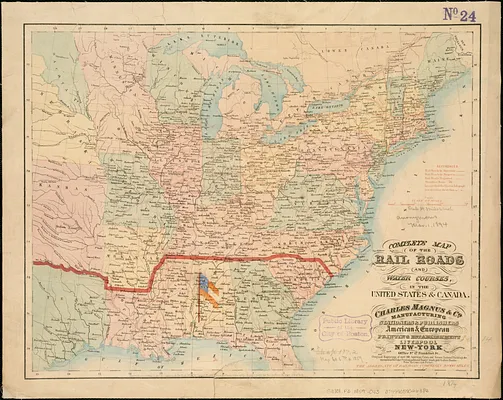 Complete map of the rail roads and water courses in the United States & Canada