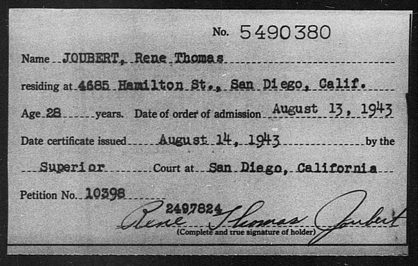 Joubert, Rene Thomas - 1943