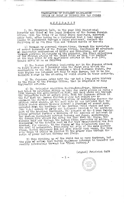 Translation of Document No. NG-4556, Office of Chief Counsel for War Crimes, Affidavit of Friedrich Gaus