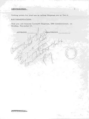 Memorandum to Brent Scowcroft about a Recommended Phone Call to the Immigration and Naturalization Service (INS) Commissioner Chapman Regarding Indochina Refugee Boat Cases