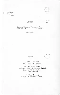 White House Luncheon and Dinner Menu
