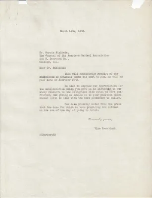 Letters Sent to Morris Fishbein, March 14, 1930