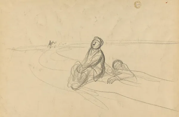 Two Figures on a Road (verso)
