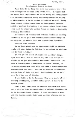 Press Statement and Memorandum by Francis B. Sayre