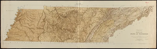 Relief map, state of Tennessee