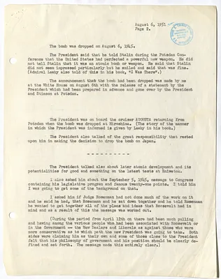 Notes and Memoranda Regarding the Use of the Atomic Bomb