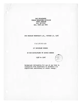 War Department Press Release
