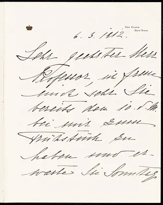 Luwoff-Parlaghy, Vilma von, 1863-1924 autograph letter signed to Hugo Münsterberg, New York, 06 March 1912