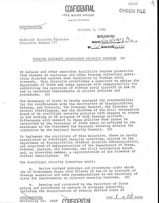 NSDD 107 Foreign Aircraft Overflight Security Program
