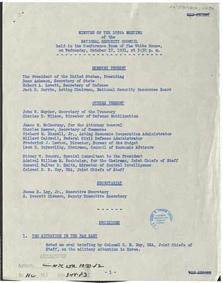 Minutes of the One Hundred and Fifth Meeting of the National Security Council