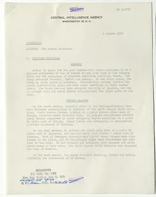 Memorandum from R. H. Hillenkoetter, Korean Situation