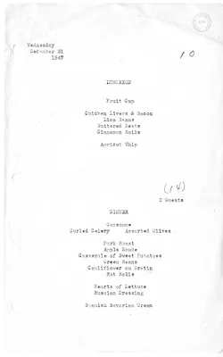 White House Luncheon and Dinner Menu