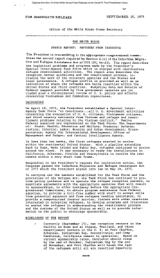 Status Report on Refugees from Indochina