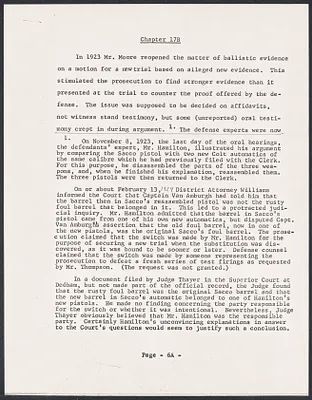 Herbert Brutus Ehrmann Papers, 1906-1970. Sacco-Vanzetti. Part II, Chapter 17: Expert Opinions Escalate. Box 6, Folder 5, Harvard Law School Library, Historical & Special Collections