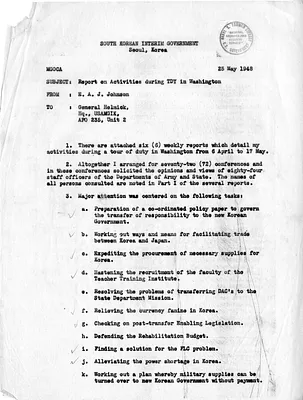 Memorandum from Edgar A. J. Johnson to General Helmick