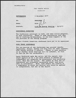 6:00 PM Energy Meeting (11/3/77)
