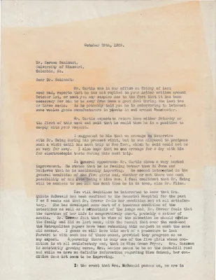 Letters Sent to Dr. Herman Schlundt, October 28, 1929