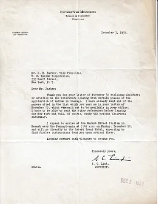 Letters Received to H.H. Barker, December 3, 1934