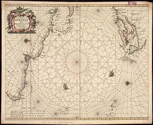Pascaerte van 't westelyckste deel vande Spaense Zee, tuschen Brasil, de zoute en Vlaemse eylanded, en voorwestwart