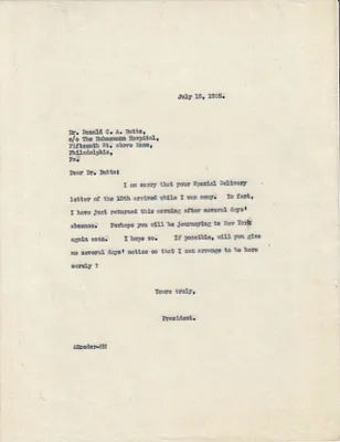 Letters Sent to Dr. Donald C. Butts, July 15, 1925