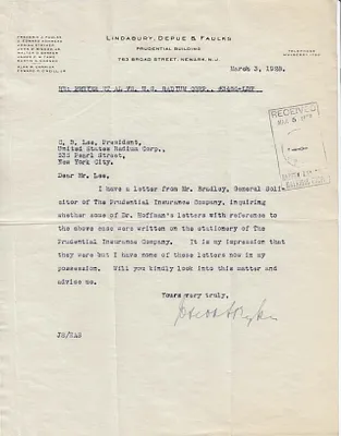 Letters Received to C.B. Lee, March 3, 1928