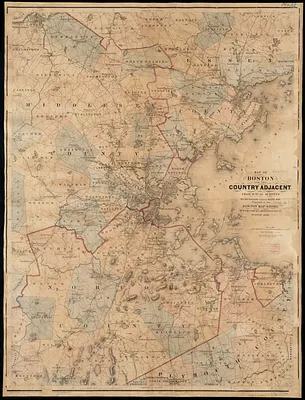 Map of Boston and the country adjacent from actual surveys