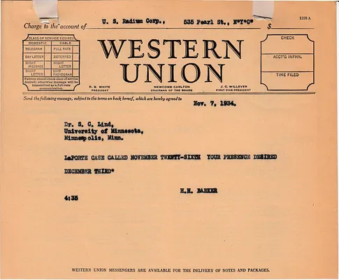 Telegram to S.C. Lind, November 7, 1934