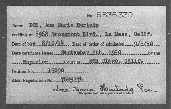 Poe, Ana Maria Hurtado - 1950