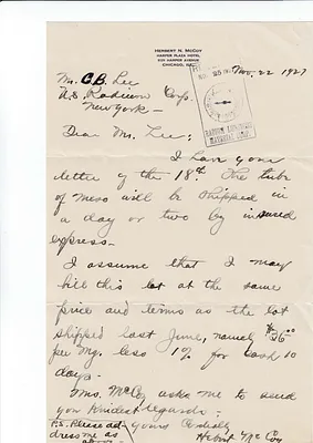 Letters Received to C.B. Lee, November 22, 1927