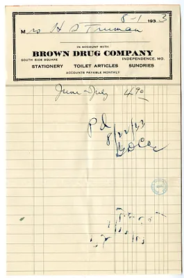 Bill from Brown Drug  Company