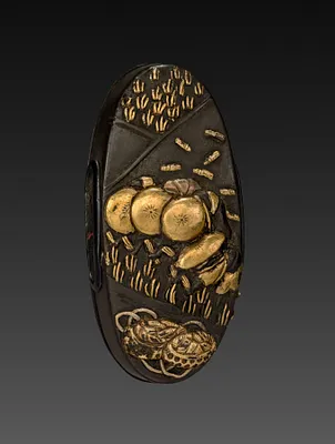Sword-Hilt Pommel (Kashira) with Rice Cultivation
