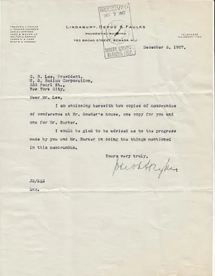 Letters Received to C.B. Lee, December 6, 1927