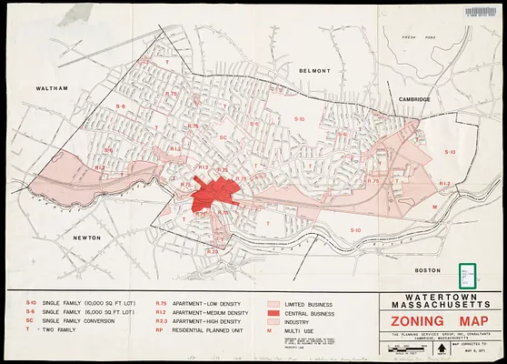 Watertown, Massachusetts zoning map